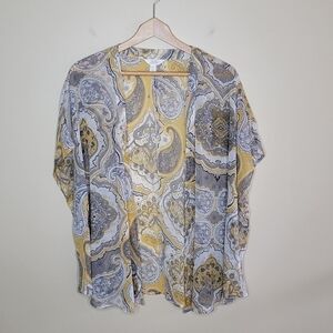 Sun & Shadow | Yellow Gray Paisley Sheer Kimono Size Small/Medium